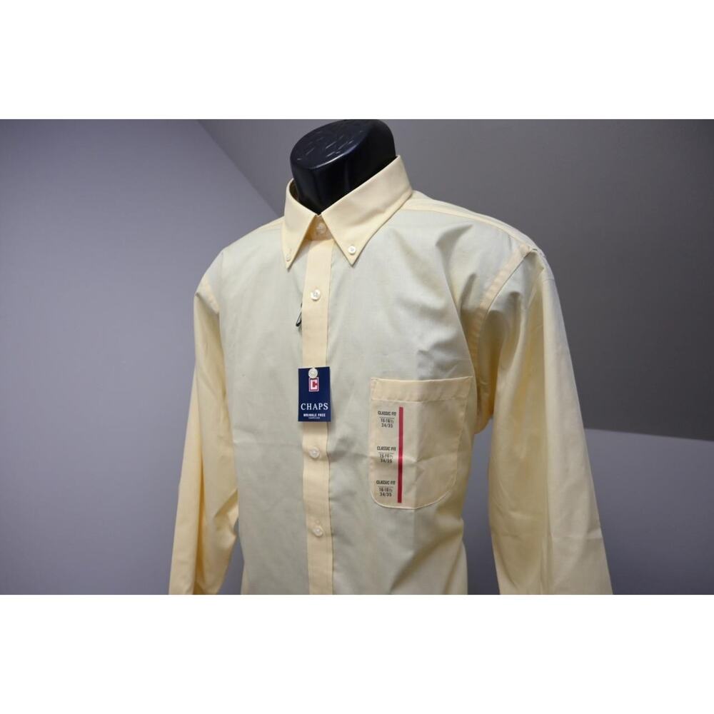 Chaps Ralph Lauren Dress Shirt Classic Twill Yellow Mens 16.5 34/35 Large NWT